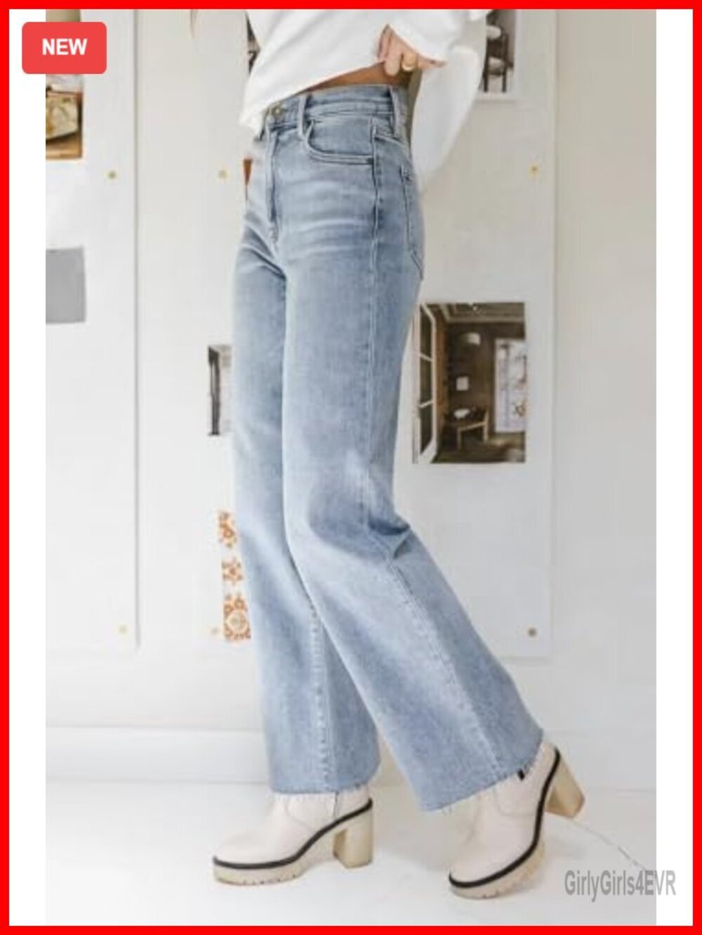 High Waisted Frayed Straight Leg Cropped Baggy Jeans Stretchy